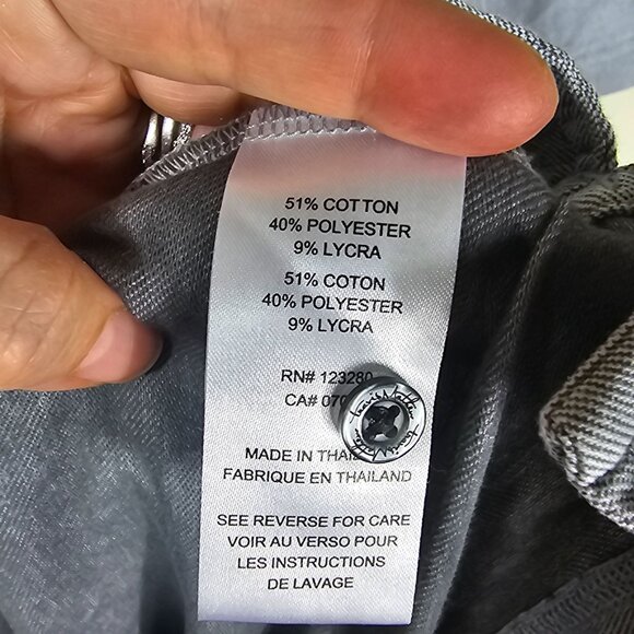 Travis Mathew Performance Polo Shirt XXL Gray & Blue Stripes Short Sleeve Golf - Picture 4 of 10